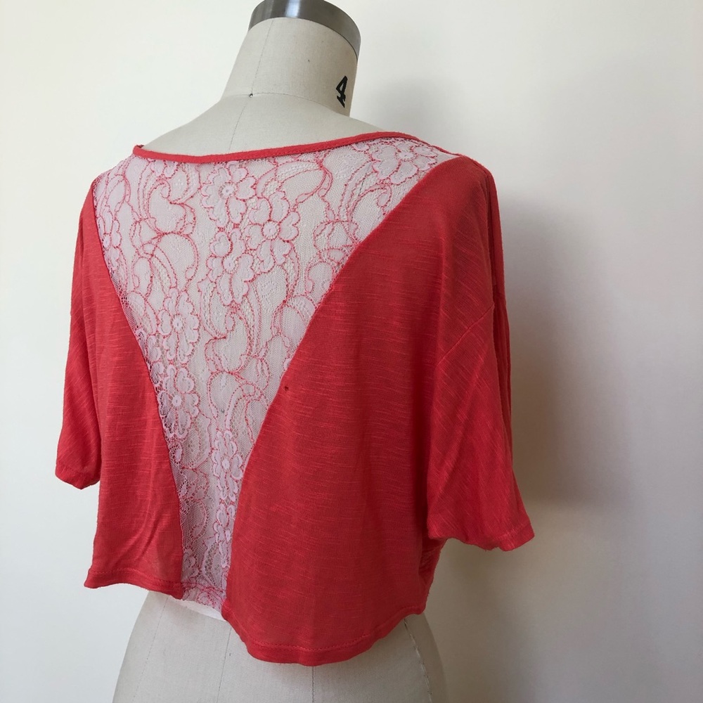 LF Emma & Sam lace back coral crop top